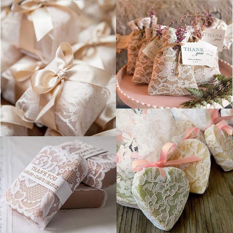 HOMYHOME lace roll 12 in 72Ft for Wedding lace Table Runners Ivory White Chair sash Bow DIY Party Art Craft Decorate - Image 3